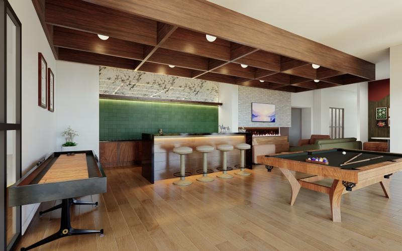 a room with tables and chairs