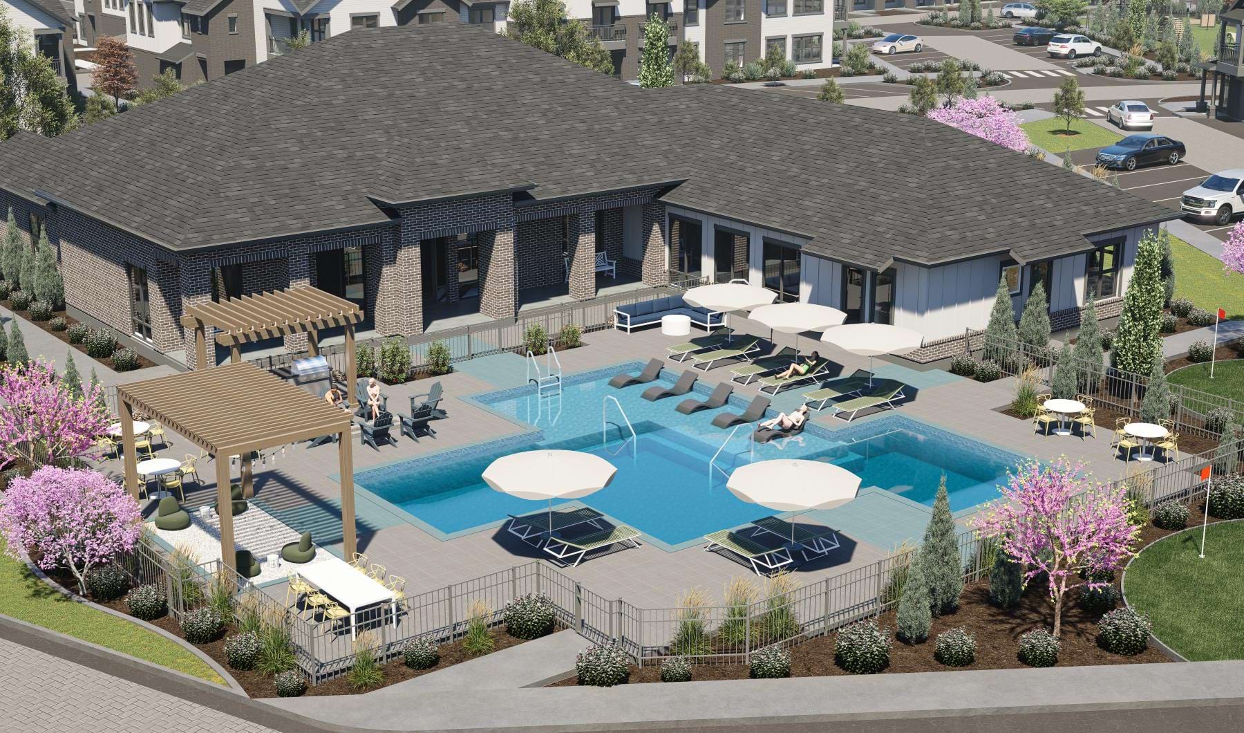 a house with a swimming pool